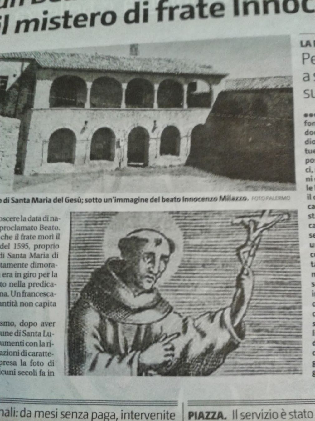Beato frat&#039;Innocenzo sul &quot;Giornale di Sicilia&quot;